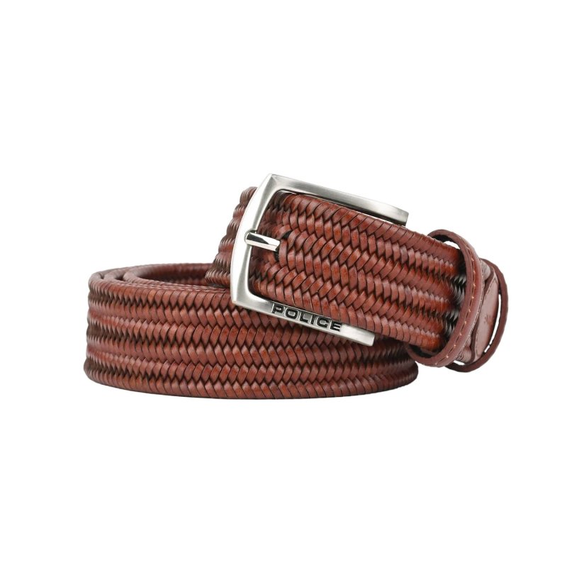 Police Men's Elastic Woven Belt in Genuine Leather, Comfortable and Can Be Shortened, 3.5 cm High — view 8