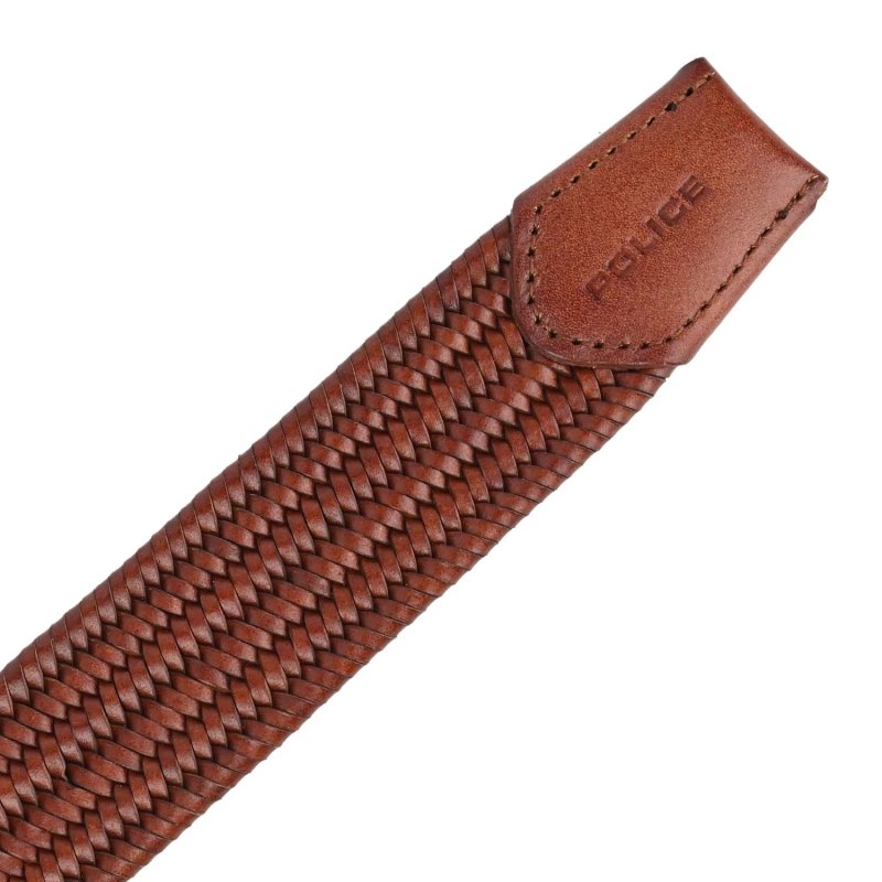 Police Men's Elastic Woven Belt in Genuine Leather, Comfortable and Can Be Shortened, 3.5 cm High — view 10