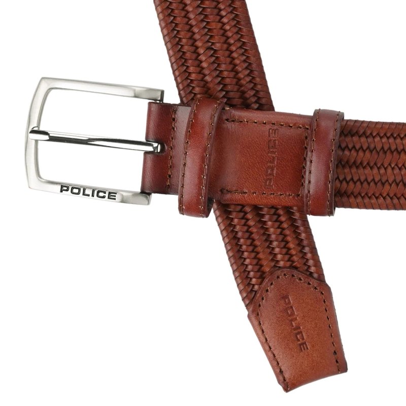 Police Men's Elastic Woven Belt in Genuine Leather, Comfortable and Can Be Shortened, 3.5 cm High — view 12