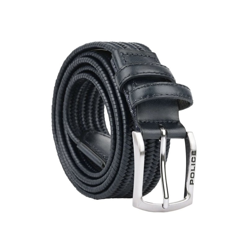 Police Cinturón Trenzado Elástico en Piel Auténtica para Hombre, Cómodo y Acortable, Alto 3,5 cm — vista 19