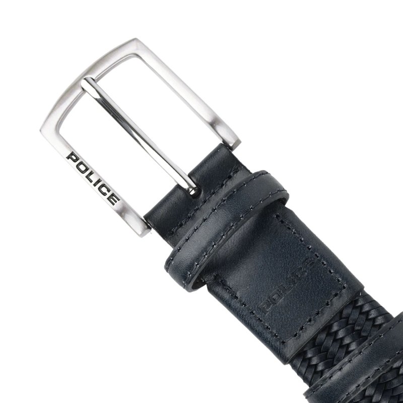 Police Cinturón Trenzado Elástico en Piel Auténtica para Hombre, Cómodo y Acortable, Alto 3,5 cm — vista 21