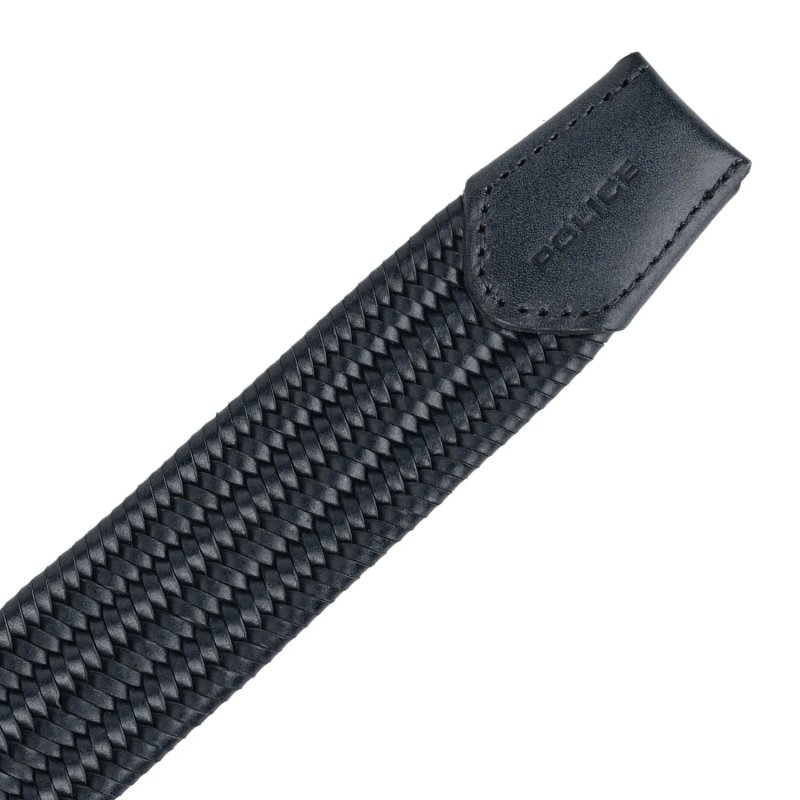 Police Men's Elastic Woven Belt in Genuine Leather, Comfortable and Can Be Shortened, 3.5 cm High — view 22