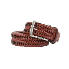 Police Cinturón Trenzado Elástico en Piel Auténtica para Hombre, Cómodo y Acortable, Alto 3,5 cm — vista 7