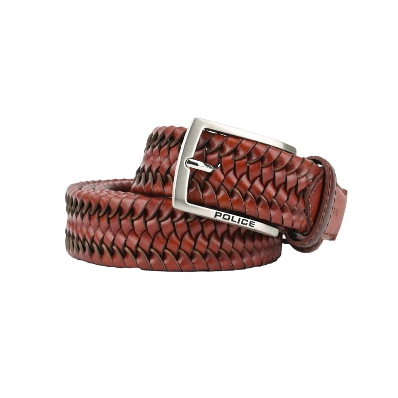 Police Men's Elastic Woven Belt in Genuine Leather, Comfortable and Can Be Shortened, 3.5 cm High — view 7