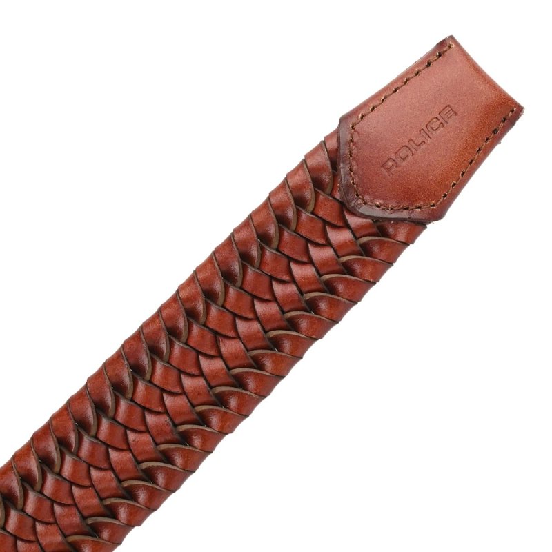 Police Men's Elastic Woven Belt in Genuine Leather, Comfortable and Can Be Shortened, 3.5 cm High — view 11