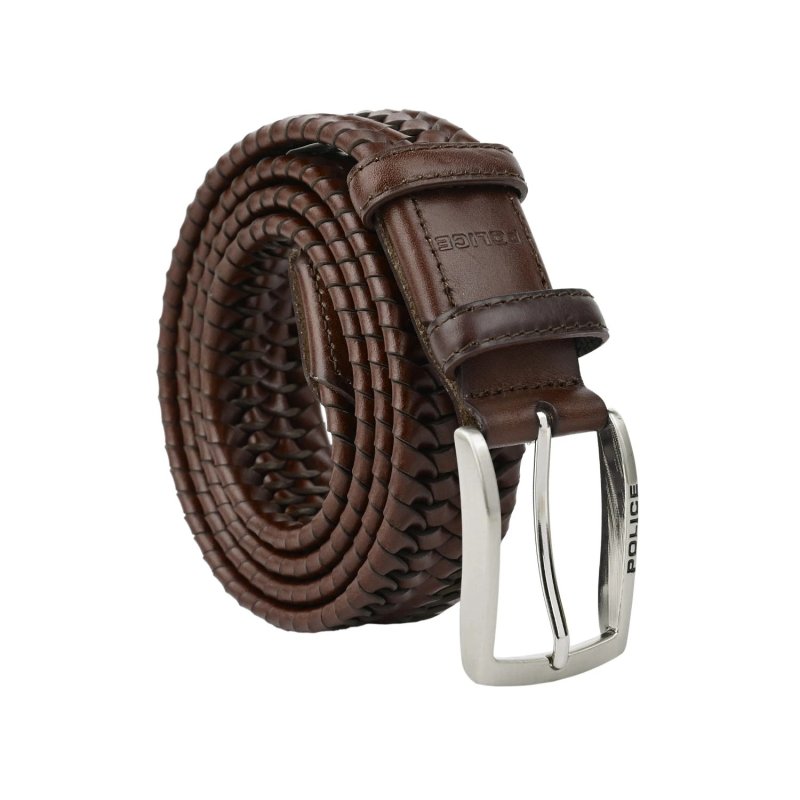 Police Men's Elastic Woven Belt in Genuine Leather, Comfortable and Can Be Shortened, 3.5 cm High — view 14