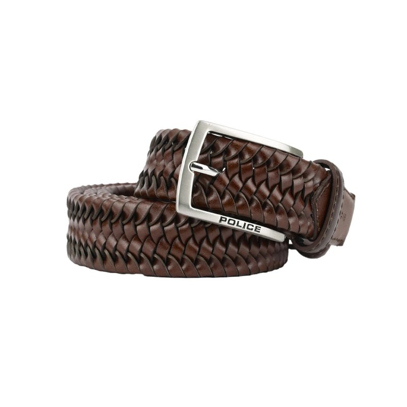 Police Men's Elastic Woven Belt in Genuine Leather, Comfortable and Can Be Shortened, 3.5 cm High — view 13