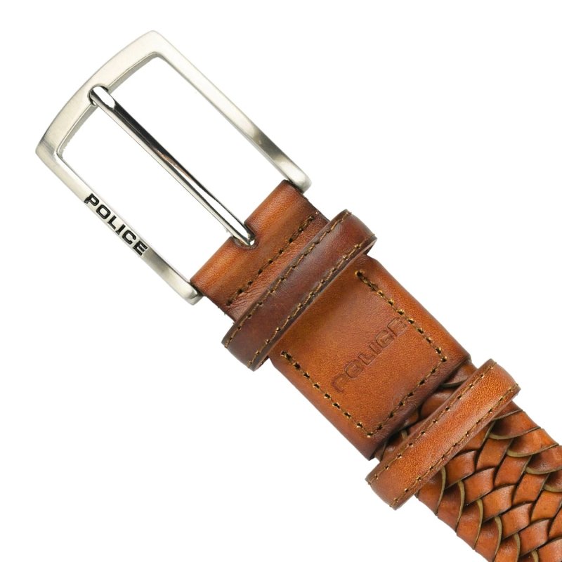 Police Men's Elastic Woven Belt in Genuine Leather, Comfortable and Can Be Shortened, 3.5 cm High — view 21