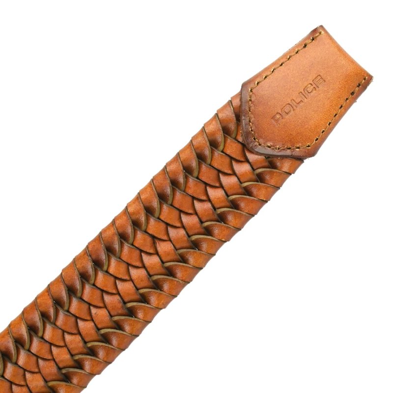 Police Men's Elastic Woven Belt in Genuine Leather, Comfortable and Can Be Shortened, 3.5 cm High — view 23