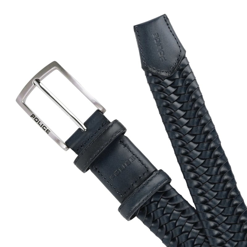 Police Men's Elastic Woven Belt in Genuine Leather, Comfortable and Can Be Shortened, 3.5 cm High — view 30