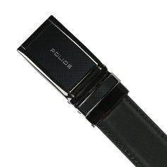 Police Ceinture Homme en Cuir Véritable Avec Boucle Automatique à Cliquet, Sans Trous, Raccourcissable, Hauteur 3,2 cm 2