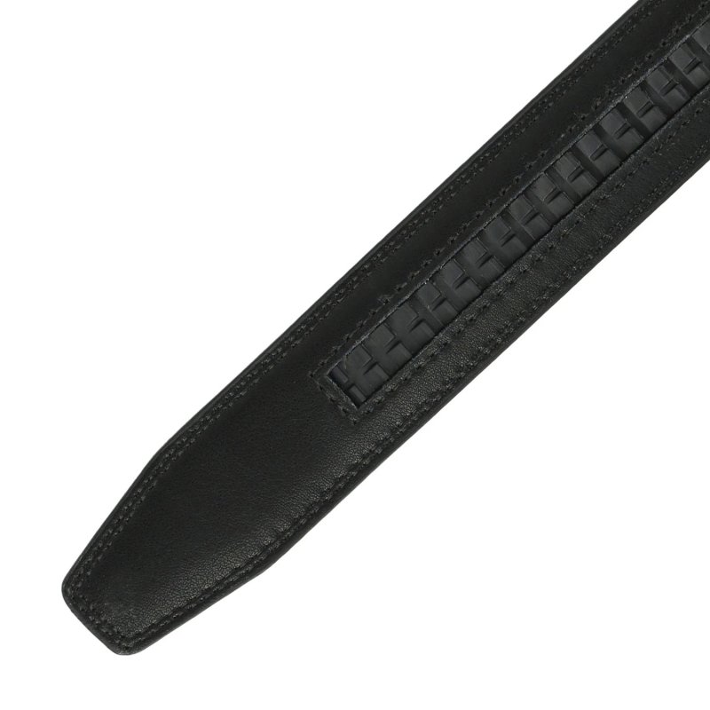 Police Men's Belt in Genuine Leather With Automatic Ratchet Buckle, No Holes, Can Be Shortened, 3.2 cm High — detail