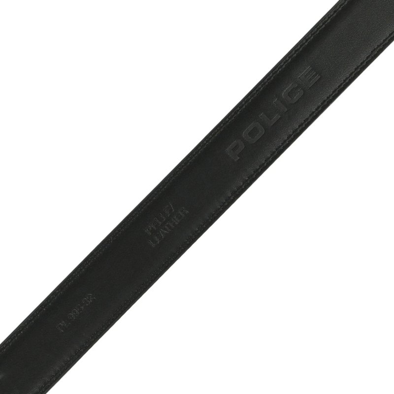 Police Herrengürtel aus Echtleder mit Automatischer Schnalle, Kürzbar, 3,2 cm Hoch — Detail