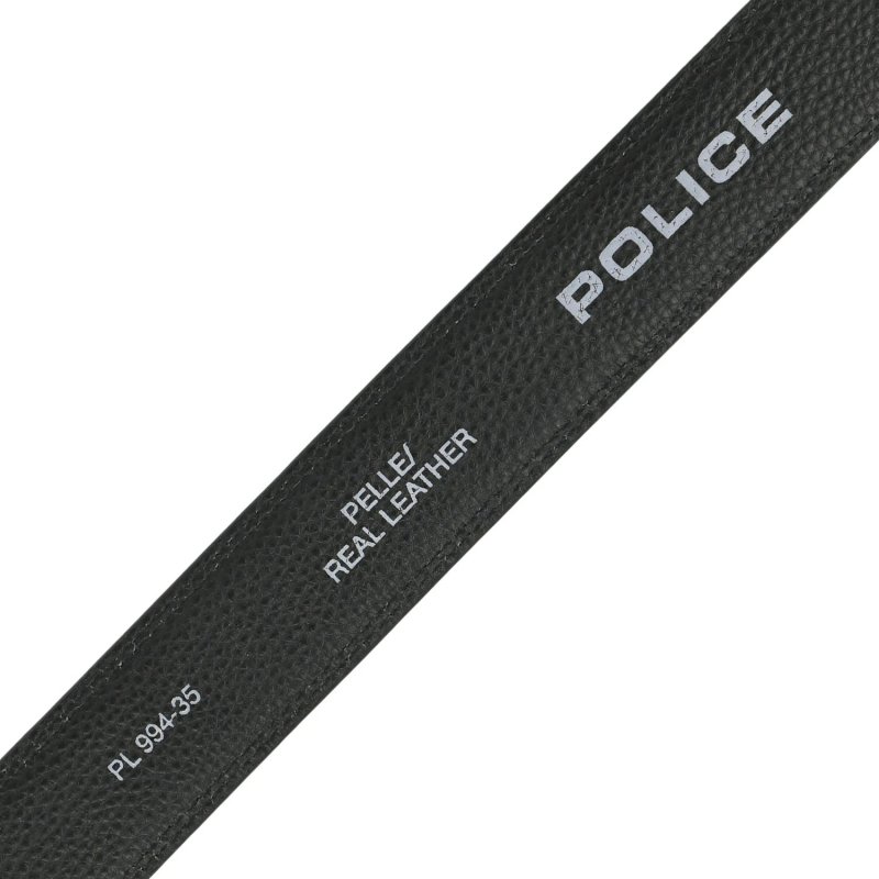 Police Cinturón Hombre en Piel Auténtica Con Hebilla Automática de Trinquete, Sin Agujeros, Acortable, Alto 3,5 cm — detalle
