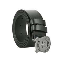 Police Ceinture Homme en Cuir Véritable, Avec Boucle à Ancrage, Raccourcissable, Hauteur 4 cm — vue de face