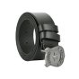 Police Men's Belt in Genuine Leather with Anchor Buckle, Shortenable, 4 cm High — front view