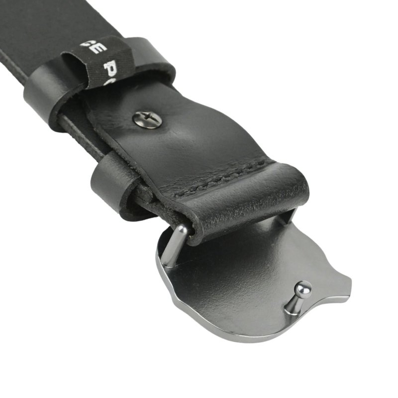 Police Men's Belt in Genuine Leather with Anchor Buckle, Shortenable, 4 cm High — view 7
