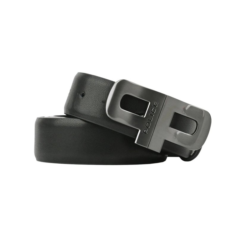 Police Herrengürtel aus Echtleder, Mit Ankerschnalle, Kürzbar, 3,5 cm Hoch — Vorderansicht