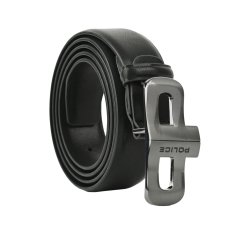 Police Men's Belt in Genuine Leather with Anchor Buckle, Shortenable, 3.5 cm High
