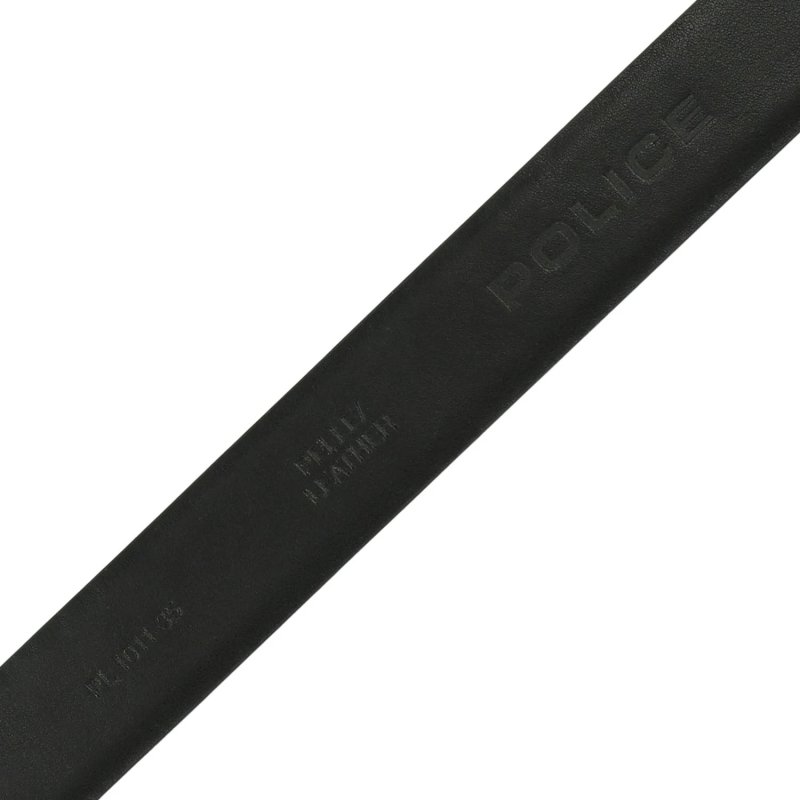 Police Men's Belt in Genuine Leather with Anchor Buckle, Shortenable, 3.5 cm High — detail