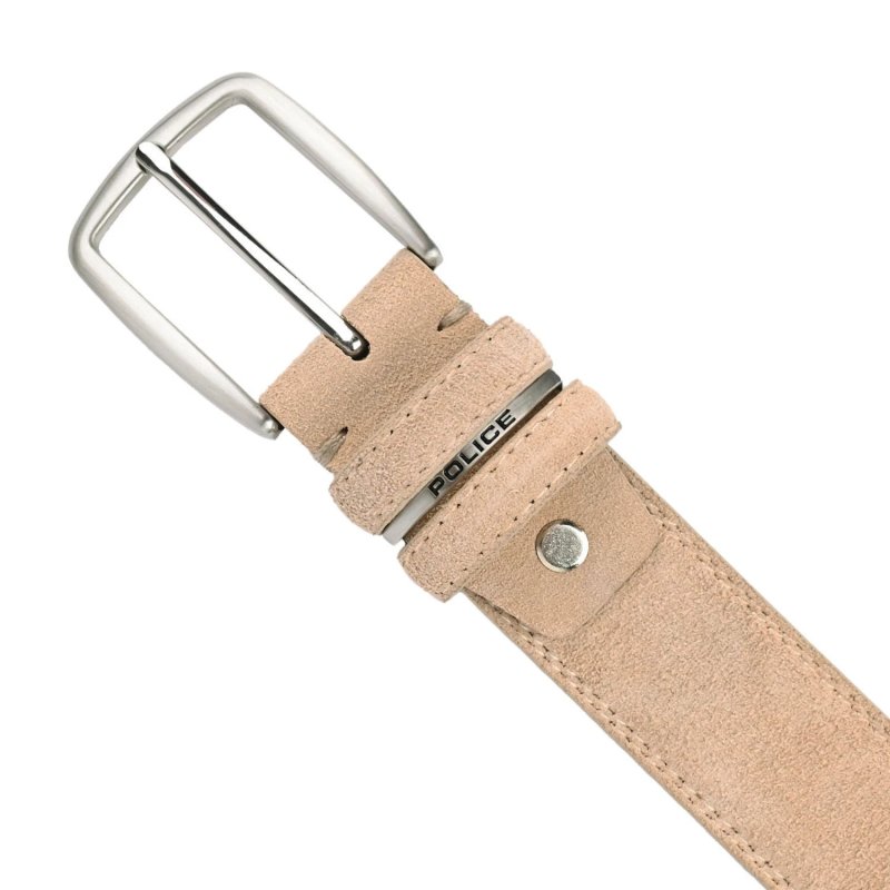 Police Suede Belt for Men and Women, Genuine Leather, Shortenable, 3.5 cm High — back view