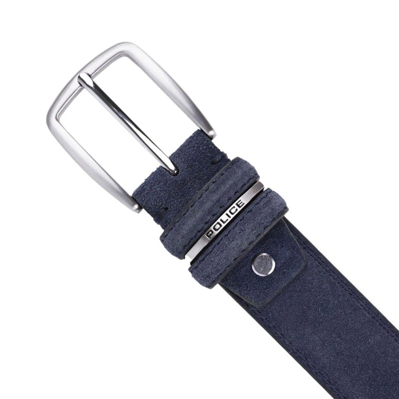 Police Ceinture Daim Homme et Femme, Cuir Véritable, Raccourcissable, Hauteur 3,5 cm — vue 9