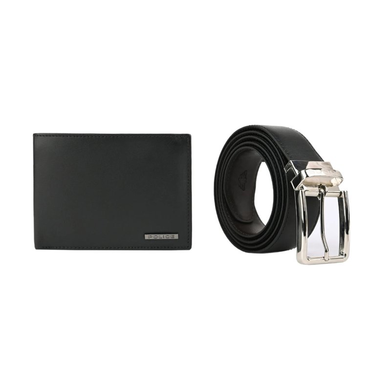 Police Men's Gift Box, Wallet and Reversible Belt, in Genuine Leather