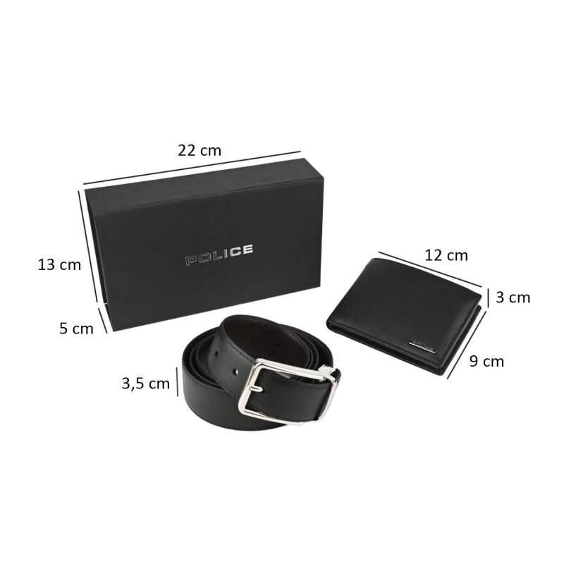Police Men's Gift Box, Wallet and Reversible Belt, in Genuine Leather — front view