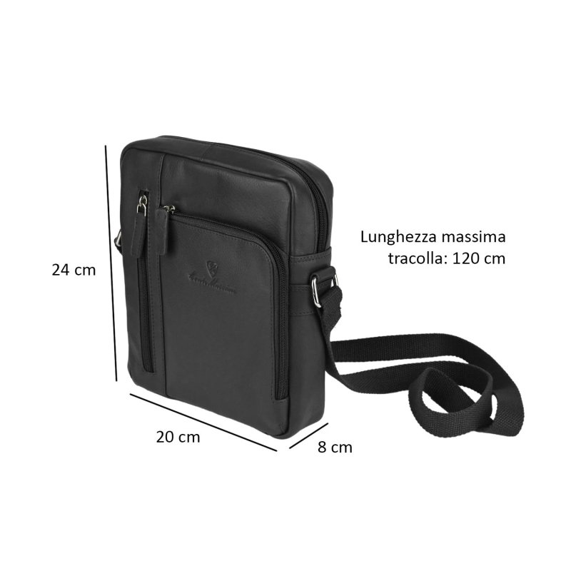 Conte Massimo Men's Crossbody Bag in Genuine Leather with Adjustable Shoulder Strap, Medium 418 — view 14