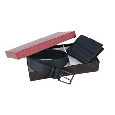 Lancetti Coffret Cadeau Homme, Ceinture Doublure Cuir et Extérieur PU, Portefeuille en Cuir Véritable