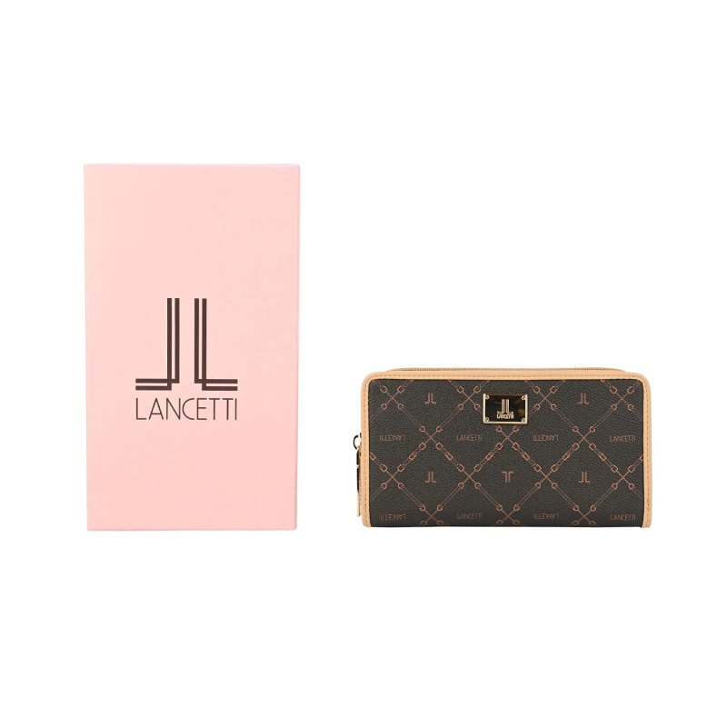 Lancetti Geräumige Damen-Geldbörse aus PU-Kunstleder mit Geschenkbox — Logo-Detail