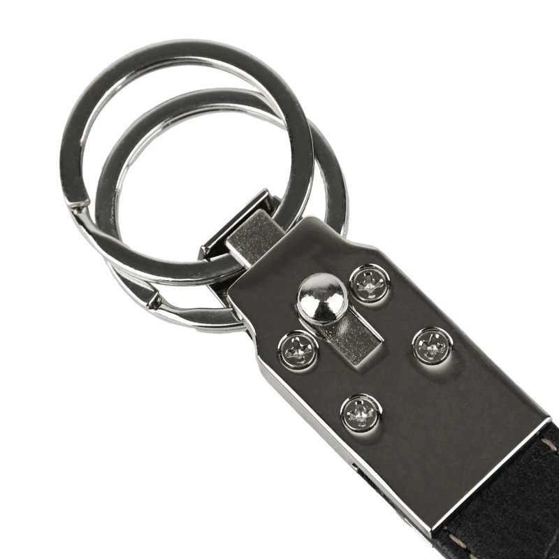 Conte Massimo Keyring In Genuine Leather, Tab With Visible Stitching and Double Ring — view 10