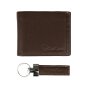 Conte Massimo, Estuche Regalo Hombre, Cartera con Portamonedas y Llavero de Piel Auténtica, PROTECCIÓN RFID — vista frontal