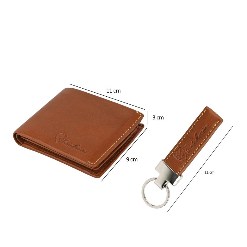 Conte Massimo, Men's Gift Set, Wallet with Coin Pocket and Keyring In Genuine Leather, RFID PROTECTION — view 20