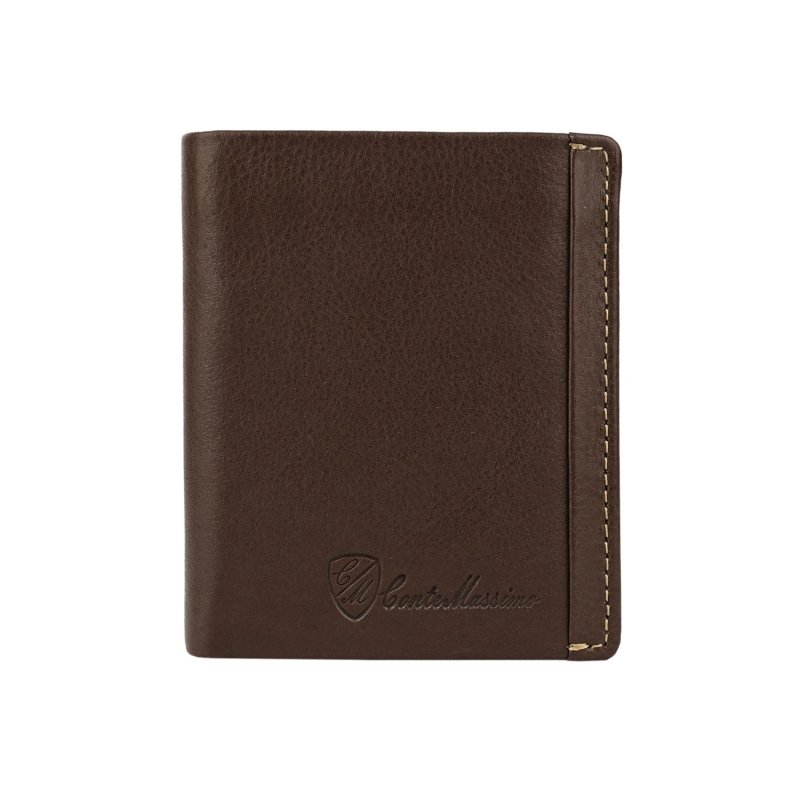 Conte Massimo Herren-Brieftasche aus echtem Leder, Vertikal, Kartenetui, mit Münzfach, RFID-SCHUTZ, Box