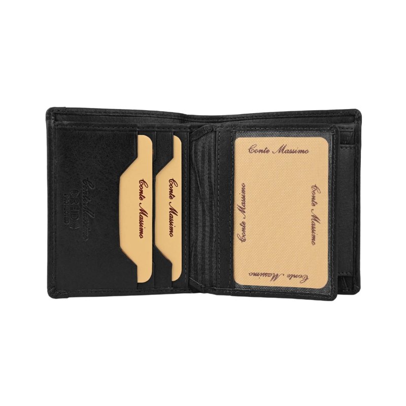 Conte Massimo Cartera para Hombre en Piel Auténtica, Vertical, Portatarjetas, con Monedero, PROTECCIÓN RFID, Caja — vista 8