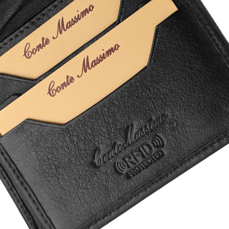 Conte Massimo Herren-Brieftasche aus echtem Leder, Vertikal, Kartenetui, mit Münzfach, RFID-SCHUTZ, Box — Ansicht 11