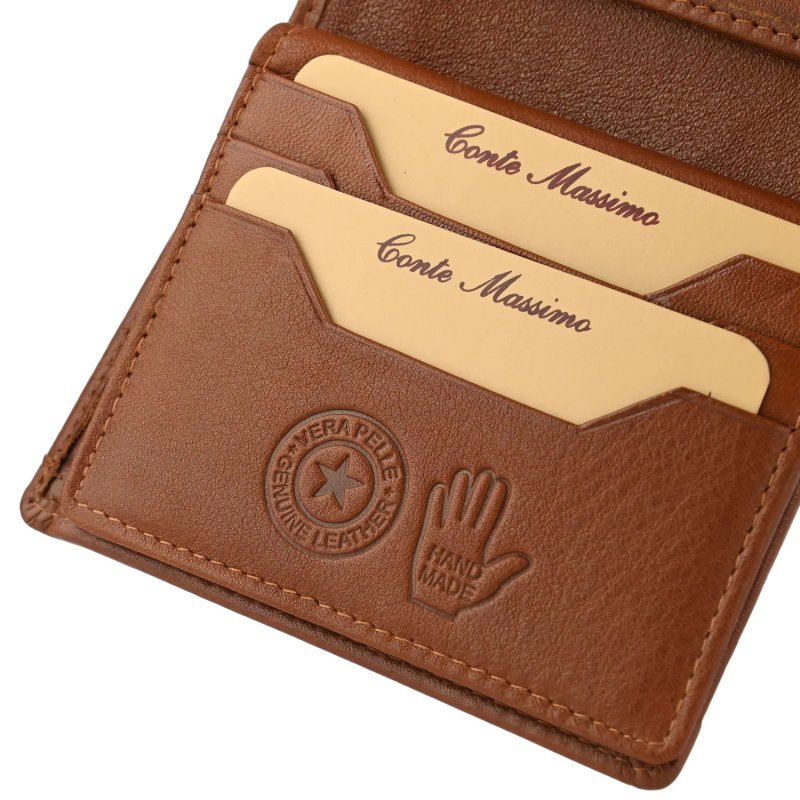 Conte Massimo Herren-Brieftasche aus echtem Leder, Vertikal, Kartenetui, mit Münzfach, RFID-SCHUTZ, Box — Ansicht 16