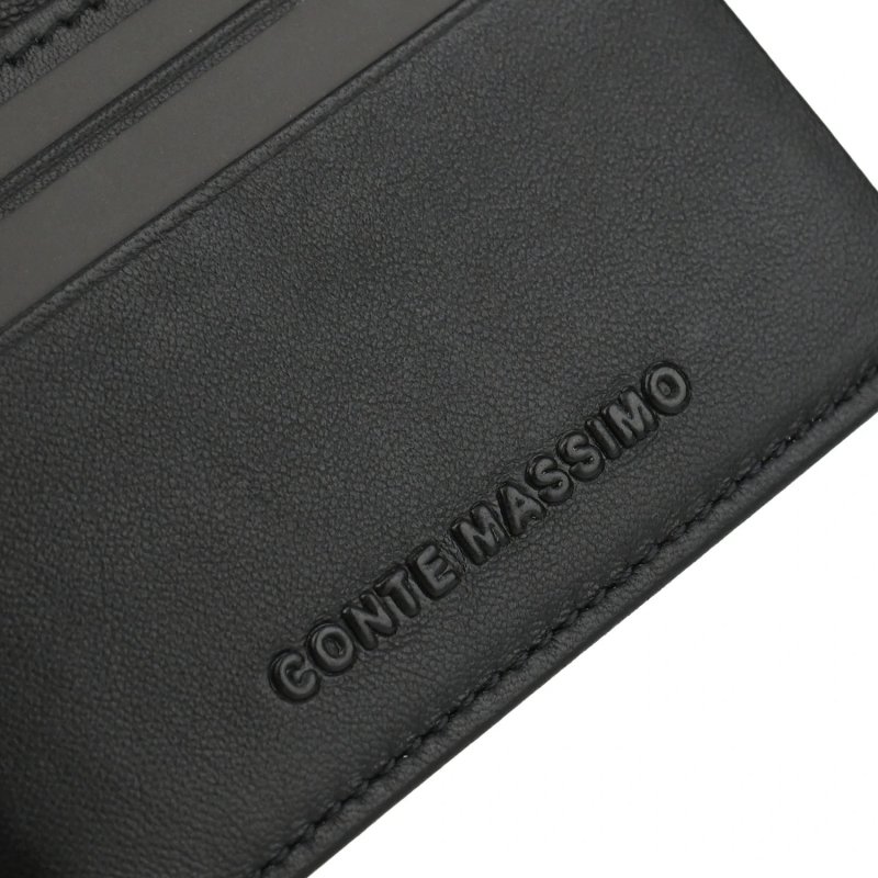 Conte Massimo Tarjetero en Piel Auténtica, para Tarjetas y Billetes, Fino y Minimalista, con Caja 05CA — detalle