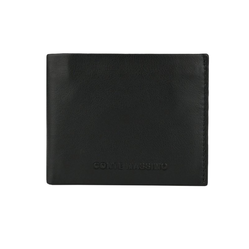 Conte Massimo Portefeuille Homme en Cuir Véritable, Porte-Cartes Slim, Sans Porte-Monnaie, avec Boîte