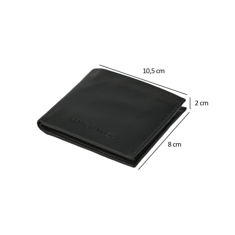 Conte Massimo Men's Wallet in Genuine Leather, Slim Card Holder, Without Coin Pocket, With Box — back view