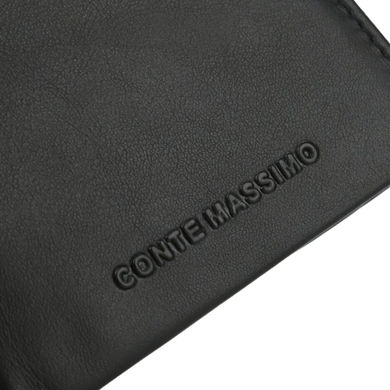 Conte Massimo Cartera de Hombre en Piel Auténtica, Tarjetero Slim, Con Monedero, con Caja — interior