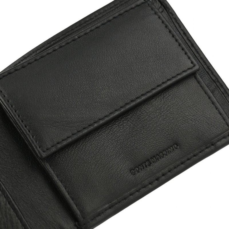 Conte Massimo Portefeuille Homme en Cuir Véritable, Porte-Cartes Slim, Avec Porte-Monnaie, avec Boîte — détail logo