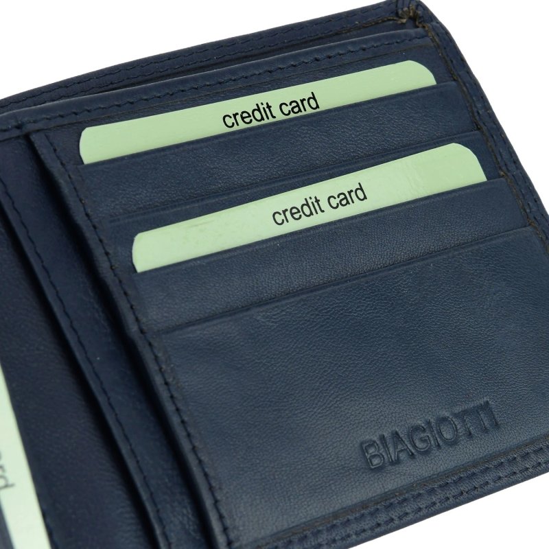 BIAGIOTTI UOMO, Herren-Geldbörse aus Echtem Leder, Ohne Münzfach, mit Geschenkbox — Logo-Detail