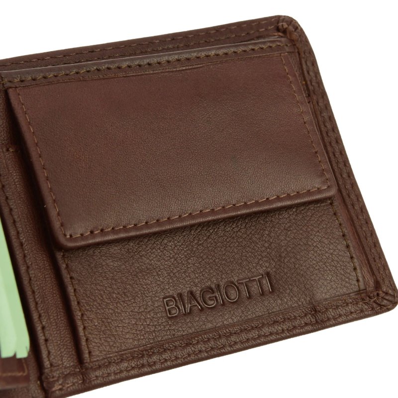 Biagiotti Men's Wallet in Genuine Leather, Slim With Coin Purse and Gift Box — view 20