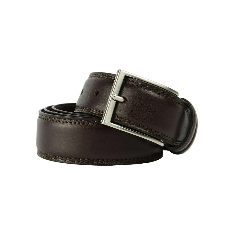 Conte Massimo Cinturón Hombre en Piel Auténtica, 3 cm, Made in Italy, Acortable — vista 17