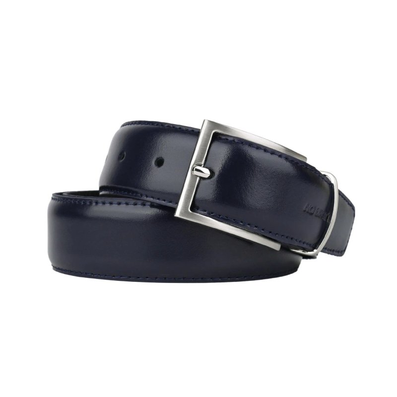No Limits Men's Belt In Genuine Leather, Made in Italy, Classic With Stitching And Shortenable, Nickel Free, 3.… — front view