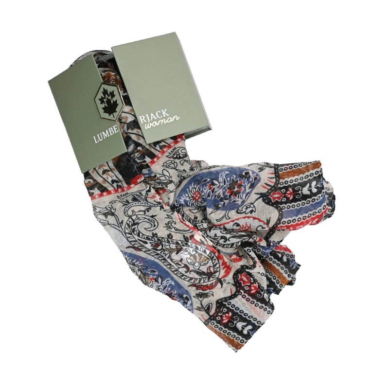 LUMBERJACK Bufanda de Mujer Suave en Viscosa, Estampado Paisley, Elegante y Cálida, Con Caja de Regalo — vista frontal