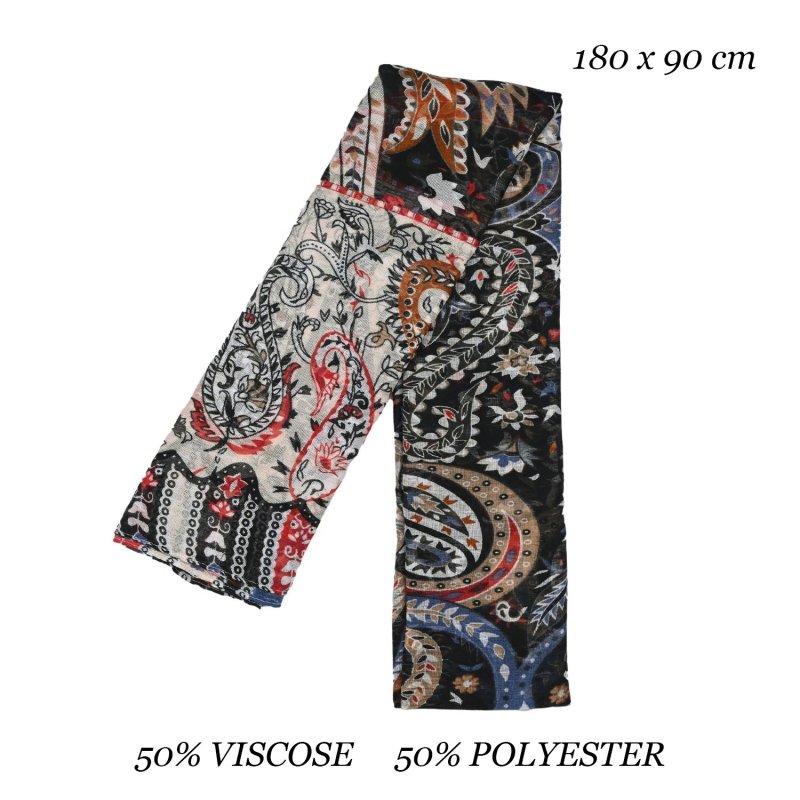 LUMBERJACK Weicher Damenschal aus Viskose, Paisley-Muster, Elegant und Warm, Mit Geschenkbox — Rückansicht