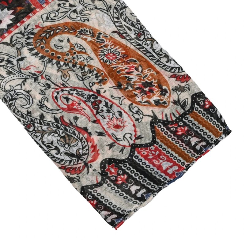 LUMBERJACK Bufanda de Mujer Suave en Viscosa, Estampado Paisley, Elegante y Cálida, Con Caja de Regalo — interior